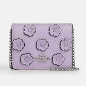 COACH Mini Wallet On A Chain With Floral Applique